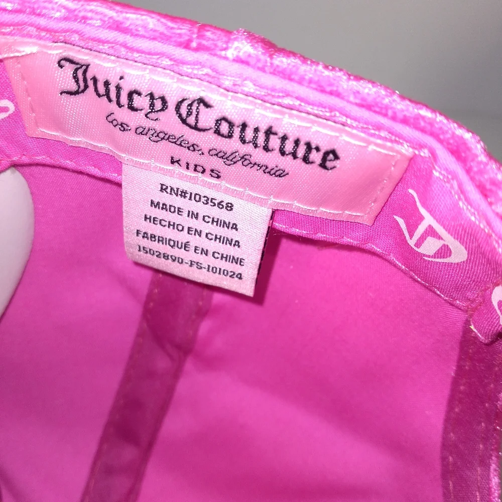 Juicy Couture Kids Rhinestone Hot Pink Faux Suede Cap